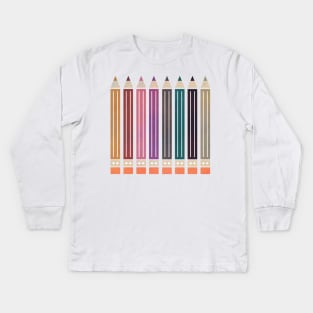 Row Of Colourful Pencils Kids Long Sleeve T-Shirt